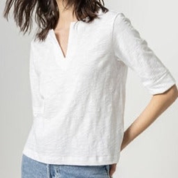 Lilla P Size XS White Split Neck Easy Top: 4756 - Picture 1 of 10
